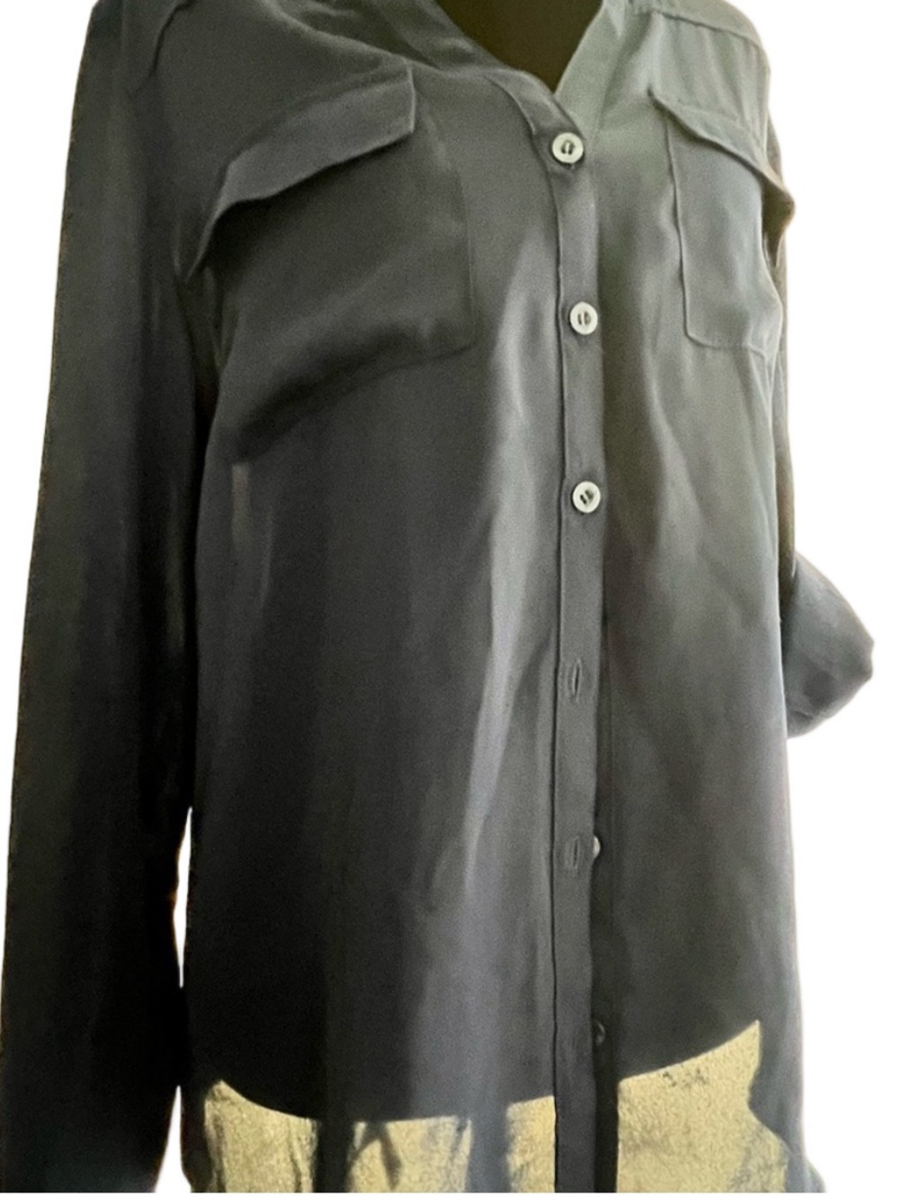 New York & Company Dark Blue Blouse M